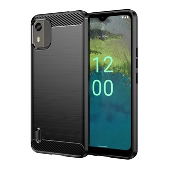 Nokia C12 4G Gigapack Szilikon telefonvédő ütésállóság, karbon minta, FEKETE