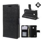 Nokia Lumia 530 Gigapack tok álló, valódi bőr FLIP, asztali tartó, FEKETE
