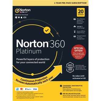 Norton 360 Platinum 100GB HUN 1 Felhasználó 20 gép 1 éves dobozos vírusirtó szoftver