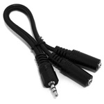 OEM Jack stereo 3,5mm -> 2db Jack stereo 3,5mm M/F audio kábel 0.2m fekete