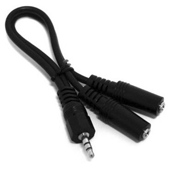 OEM Jack stereo 3,5mm -> 2db Jack stereo 3,5mm M/F audio kábel 0.2m fekete