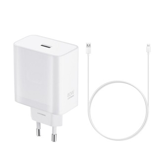 OPPO SUPERVOOC hálózati töltő USB aljzat (80W, gyorstöltő + Type-C kábel) FEHÉR (Gigapack csomagolás)