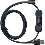 Obsbot USB-C -> USB-A 2.0 M/M adatkábel 1.5m fekete KI/BE kapcsolóval