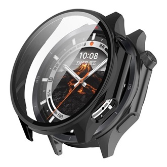 OnePlus Watch 3 43mm GIGAPACK Műanyag keret BUMPER, ütésállóság + kijelzővédő üveg, FEKETE