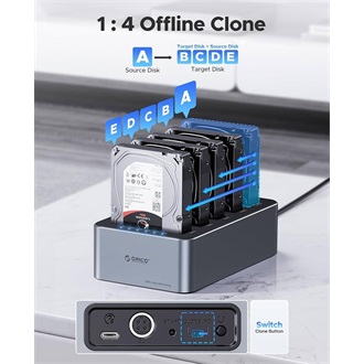 Orico 6656C3-C 2.5/3.5" SATA3 USB-C dokkoló szürke