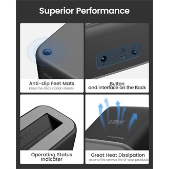 Orico 6819C3-V1-EU-BK-HW 2.5/3.5" SATA3 USB-A 3.2 Gen2×1 USB-C 3.2 Gen2×1 dokkoló fekete