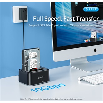 Orico 6829C3-V1-EU-BK 2.5/3.5" SATA3 USB-A 3.2 Gen2×1 USB-C 3.2 Gen2×1 dokkoló fekete