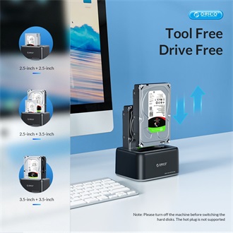 Orico 6829C3-V1-EU-BK 2.5/3.5" SATA3 USB-A 3.2 Gen2×1 USB-C 3.2 Gen2×1 dokkoló fekete