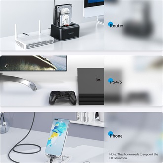 Orico 6829C3-V1-EU-BK 2.5/3.5" SATA3 USB-A 3.2 Gen2×1 USB-C 3.2 Gen2×1 dokkoló fekete