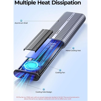 Orico ACOM2-U4-GY M.2 2280 PCIe NVMe USB4 Thunderbolt külső ház szürke