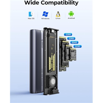 Orico ACOM2-U4-GY M.2 2280 PCIe NVMe USB4 Thunderbolt külső ház szürke