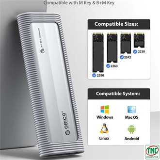 Orico AXM2S-G2-V1-GY M.2 2280 PCIe NVMe USB-A 3.2 Gen2×1 USB-C 3.2 Gen2×1 külső ház