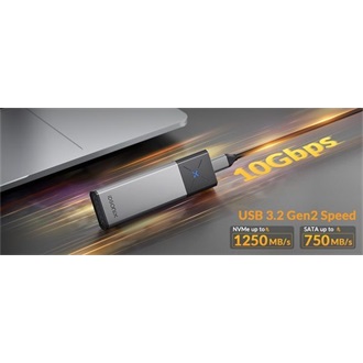Orico IDSONIX-IDPWM2-G2A M.2 2280 PCIe NVMe USB-C 3.2 Gen2×1 külső ház szürke