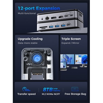 Orico M2P11-BK 12-port M.2 NVMe 100W USB-C dokkoló szürke