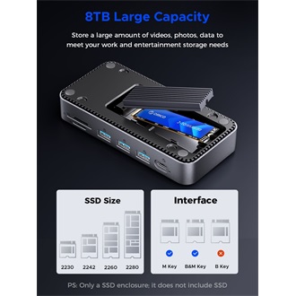 Orico M2P11-BK 12-port M.2 NVMe 100W USB-C dokkoló szürke