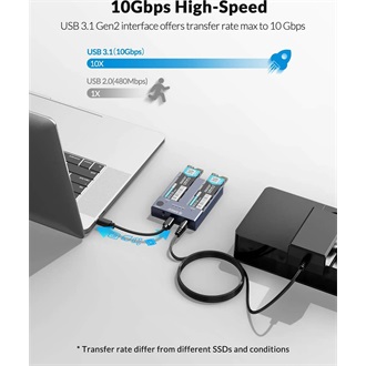 Orico M2P2-C3-C-EU-GY M.2 2280 PCIe NVMe USB-A 3.2 Gen2×1 USB-C 3.2 Gen2×1 dokkoló szürke