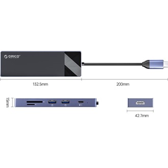 Orico ORICO-DM-9P 5-port 60W USB-C dokkoló fekete-szürke