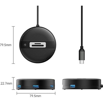 Orico ORICO-YS5-C3 Round 4-portos USB-C USB3.0 hub fekete (SD/TF)