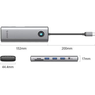 Orico PW11-10P 10-port 100W USB-C dokkoló (Space Gray) szürke