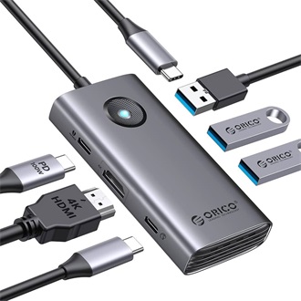 Orico PW11-6P-GY 6-port 100W USB-C dokkoló szürke