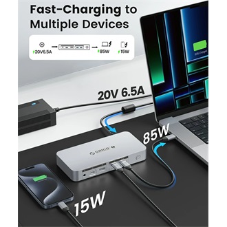Orico TB4-SV 12-port 85W Thunderbolt 4 dokkoló szürke