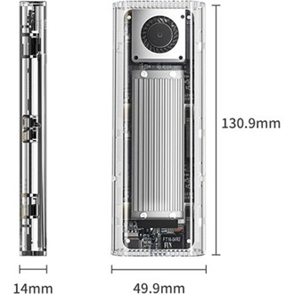 Orico TCM2-U4 M.2 2280 PCIe NVMe USB4 külső ház átlátszó-ezüst