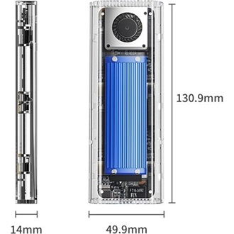 Orico TCM2-U4 M.2 2280 PCIe NVMe USB4 külső ház átlátszó-kék