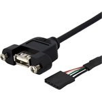 StarTech USB-B 2.0 mini 5pin -> USB-A 2.0 F/F adatkábel 0.3m fekete panel mount
