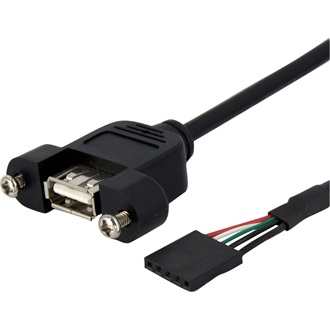 StarTech USB-B 2.0 mini 5pin -> USB-A 2.0 F/F adatkábel 0.3m fekete panel mount