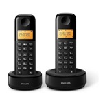 PHILIPS D160 DUO telefon készülék (vezeték nélküli, 2 kézibeszélő, kijelző, DECT) FEKETE