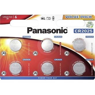 Panasonic CR2025 3V lítium gombelem 6db