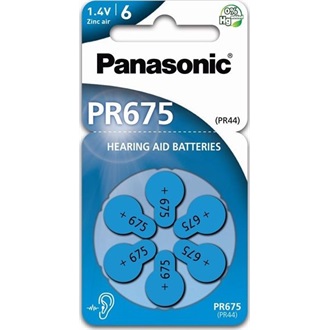 Panasonic PR-675(44)/6LB PR675 cink-levegő hallókészülék elem 6db