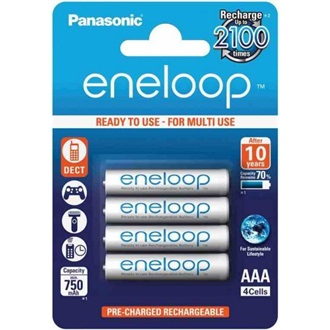 Panasonic eneloop AAA (LR03) 800mAh NiMH akkumulátor 4db fehér + Travel Case
