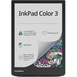 PocketBook InkPad Color 3 7.8" E-Ink Kaleido 3 vízálló e-book olvasó szürke (Stormy Sea; Linux 4.9.56; IPX8)