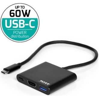 Port Designs Mini 3-port USB-C dokkoló fekete