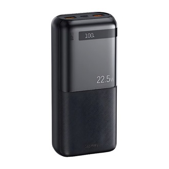 REMAX PILOTEER vésztöltő 2 USB+Type-C aljzat (20000mAh, 22.5W, LED kijelző) FEKETE