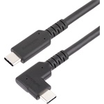 StarTech USB-C / Thunderbolt -> M/M adatkábel 0.5m fekete egyenes/90^ jobb