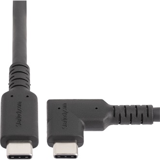 StarTech USB-C / Thunderbolt -> M/M adatkábel 0.5m fekete egyenes/90^ jobb