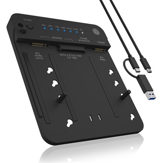 Raidsonic Clone- & DockingStation 2.5"/3.5" SATA / m.2 NVMe SATA3 / PCIe NVMe  dokkoló fekete