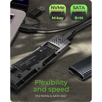 Raidsonic ICY BOX IB-1808MCT-CU31 M.2 SATA3 / PCIe NVMe  USB-C 3.2 Gen2×1 külső ház fekete