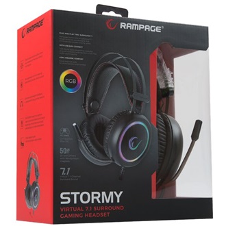Rampage STORMY RGB gaming fejhallgató headset fekete