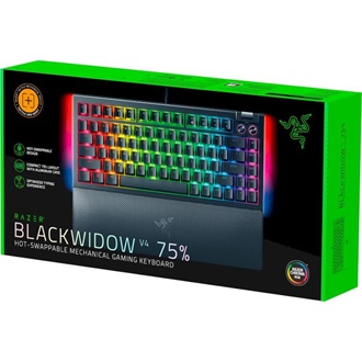 Razer BlackWidow V4 75% USB angol (US) gaming Tactile Quiet mechanikus billentyűzet fekete
