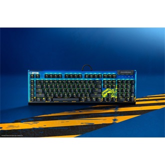 Razer BlackWidow V4 X Fortnite Edition USB angol (US) gaming Razer Yellow mechanikus billentyűzet fekete-sárga-kék