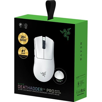 Razer DeathAdder V4 Pro HyperSpeed optikai vezeték nélküli gaming egér fehér