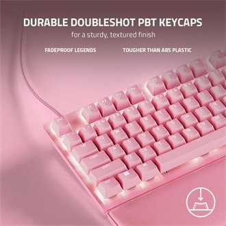Razer Huntsman V2 Tenkeyless USB angol (US) gaming Razer Red optikai billentyűzet rózsaszín (Quartz)