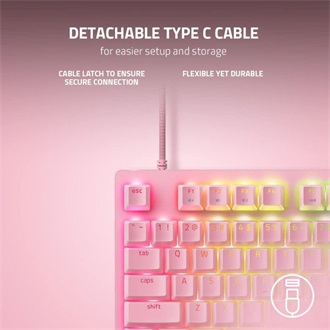 Razer Huntsman V2 Tenkeyless USB angol (US) gaming Razer Red optikai billentyűzet rózsaszín (Quartz)