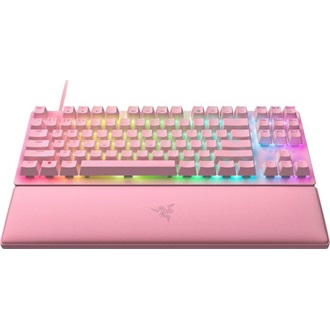 Razer Huntsman V2 Tenkeyless USB angol (US) gaming Razer Red optikai billentyűzet rózsaszín (Quartz) (Bontott, használt!