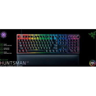 Razer Huntsman V2 USB angol gaming Razer Purple optikai billentyűzet fekete