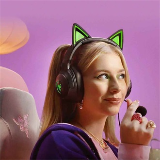 Razer Kraken Kitty V2 gaming fejhallgató headset fekete-zöld