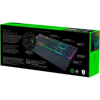 Razer Ornata V2 USB angol (US) gaming Razer Mecha-Membrane hybrid billentyűzet fekete